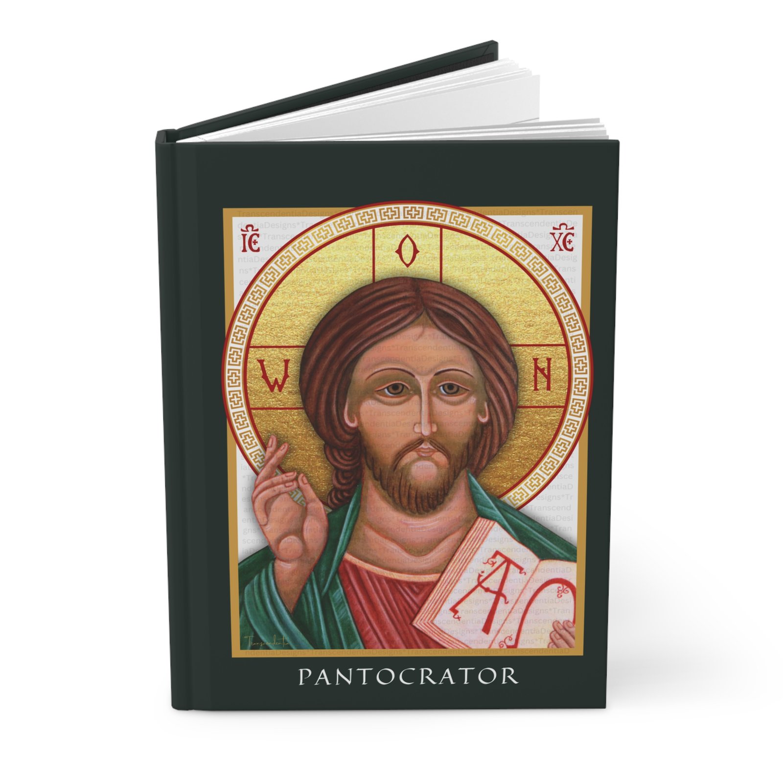 Dark Green Pantocrator Religious Icon Hardcover Journal
