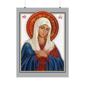 Mary Icon Poster Print with a Gray Border