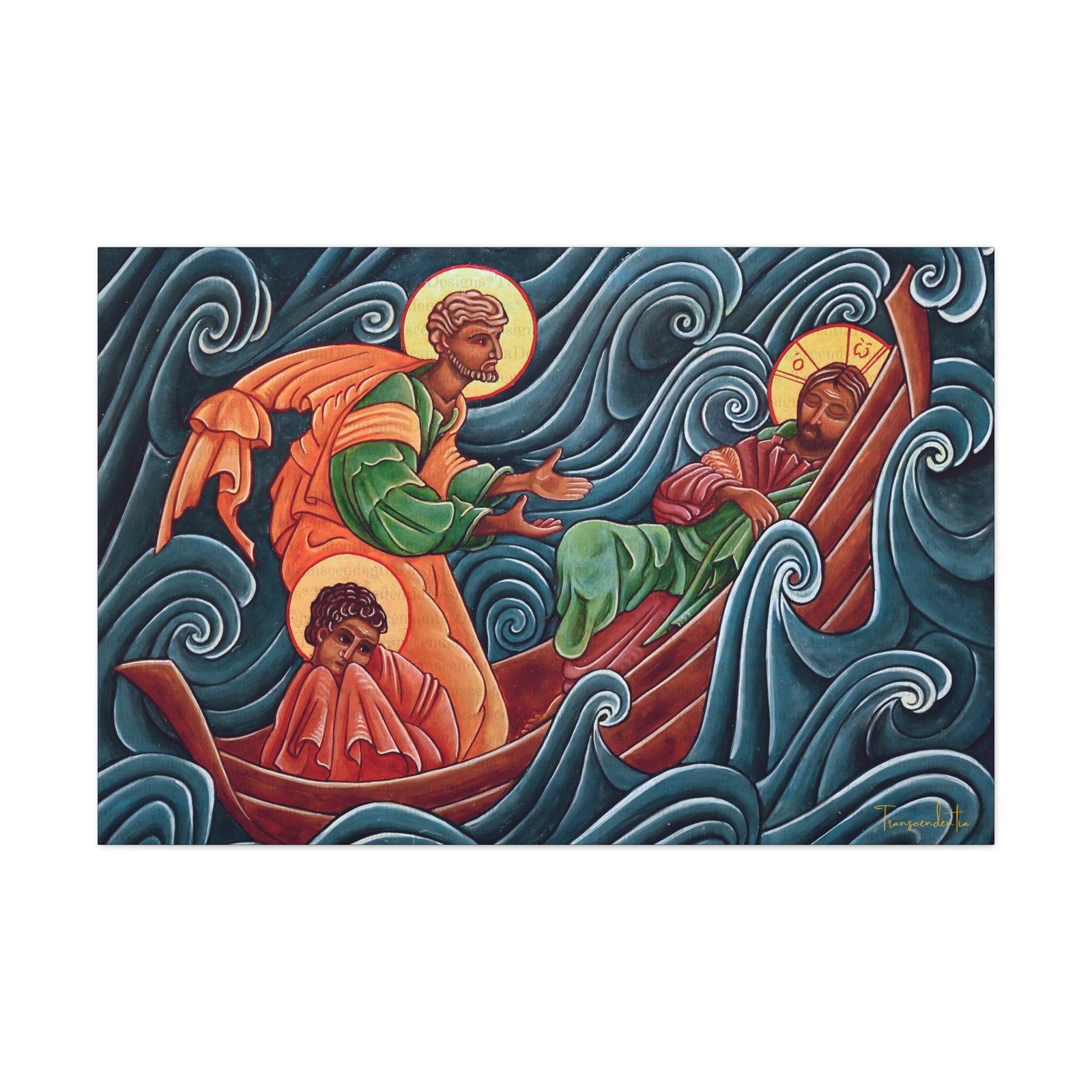 Jesus Calms the Storm Catholic Icons Canvas Print