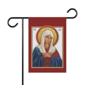 Red Mary Ponders Tenderly Catholic Icon Garden Flag